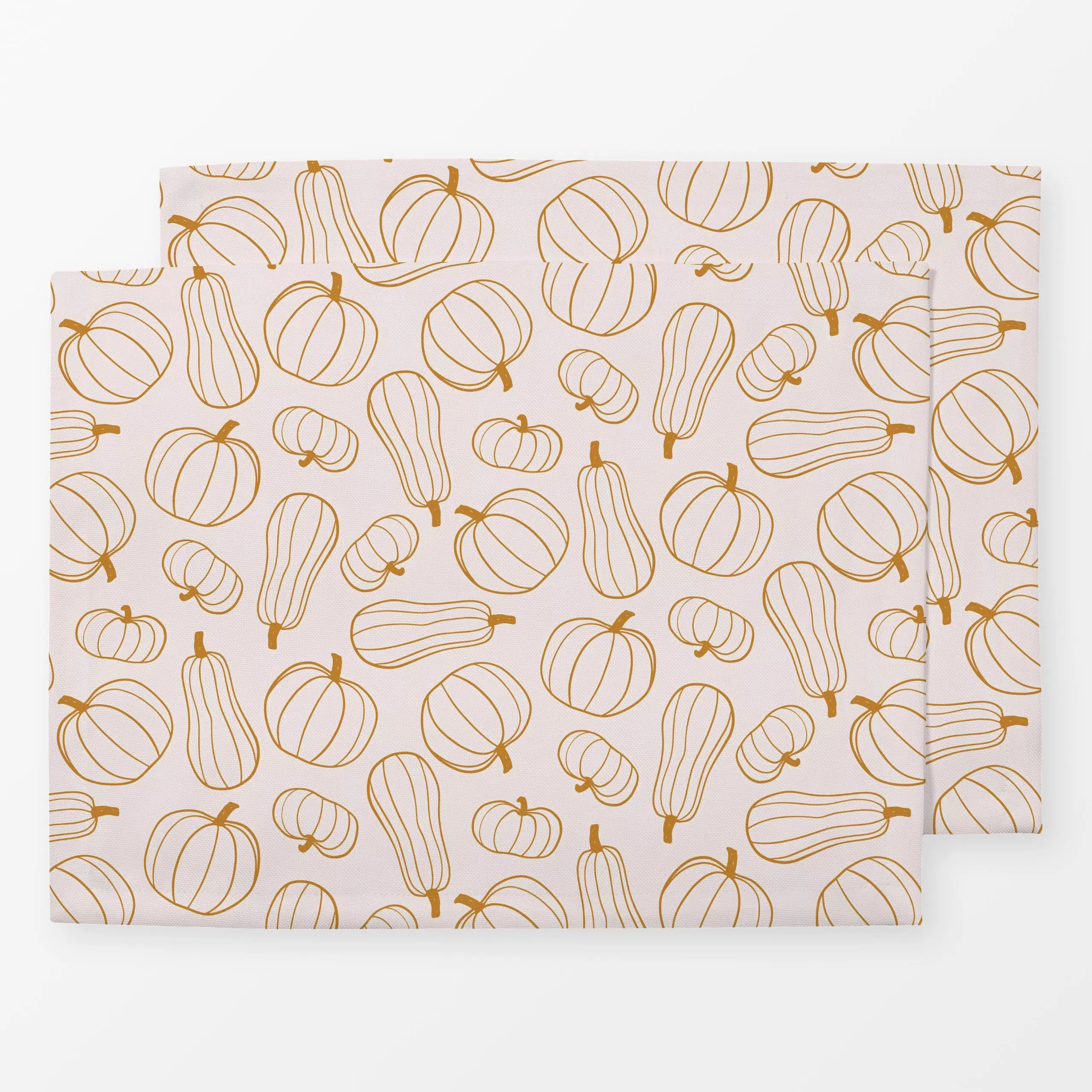 Tischset Pumpkins Kürbisse Gelb Beige - Herbst, Anlässe, Gemüse - von „Kathrin Woo"; Muster, Herbst, minimalistisch, Kuerbis...