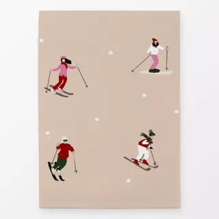 Geschirrtücher Skifahrer Auf Piste Beige