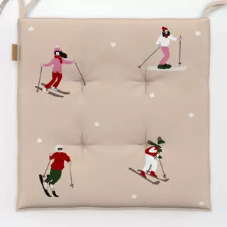 Sitzkissen Skifahrer Auf Piste Beige