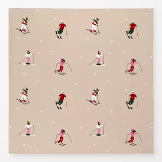 Tischdecke Skifahrer Auf Piste Beige