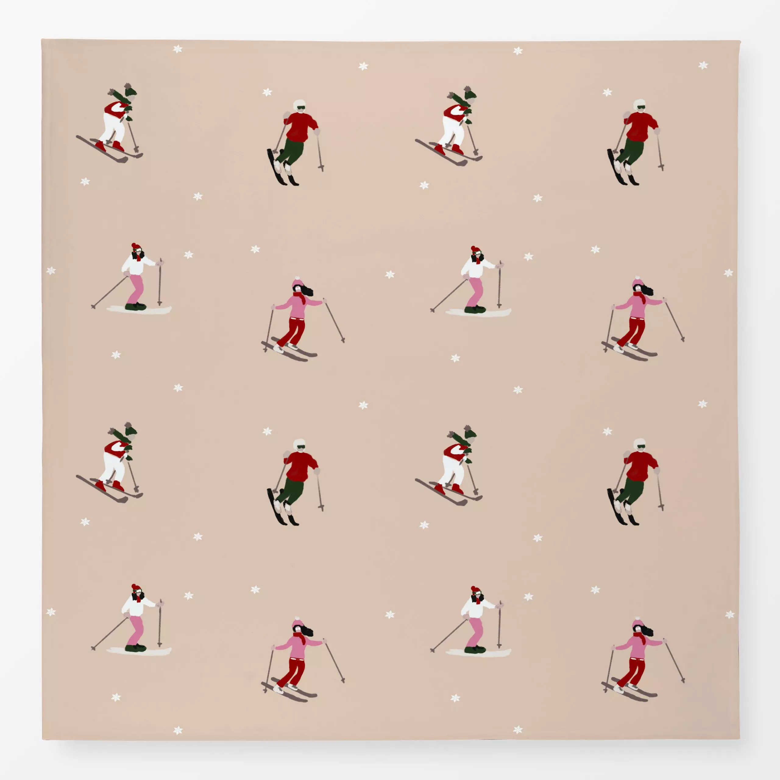 Tischdecke Skifahrer Auf Piste Beige - Sport, Weihnachten, Winter - von „Alisa Knöß"; Sterne, Weihnachtsdeko, winterdeko, we...