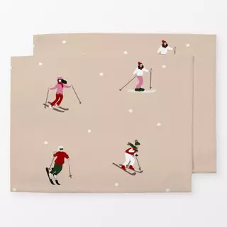 Tischset Skifahrer Auf Piste Beige