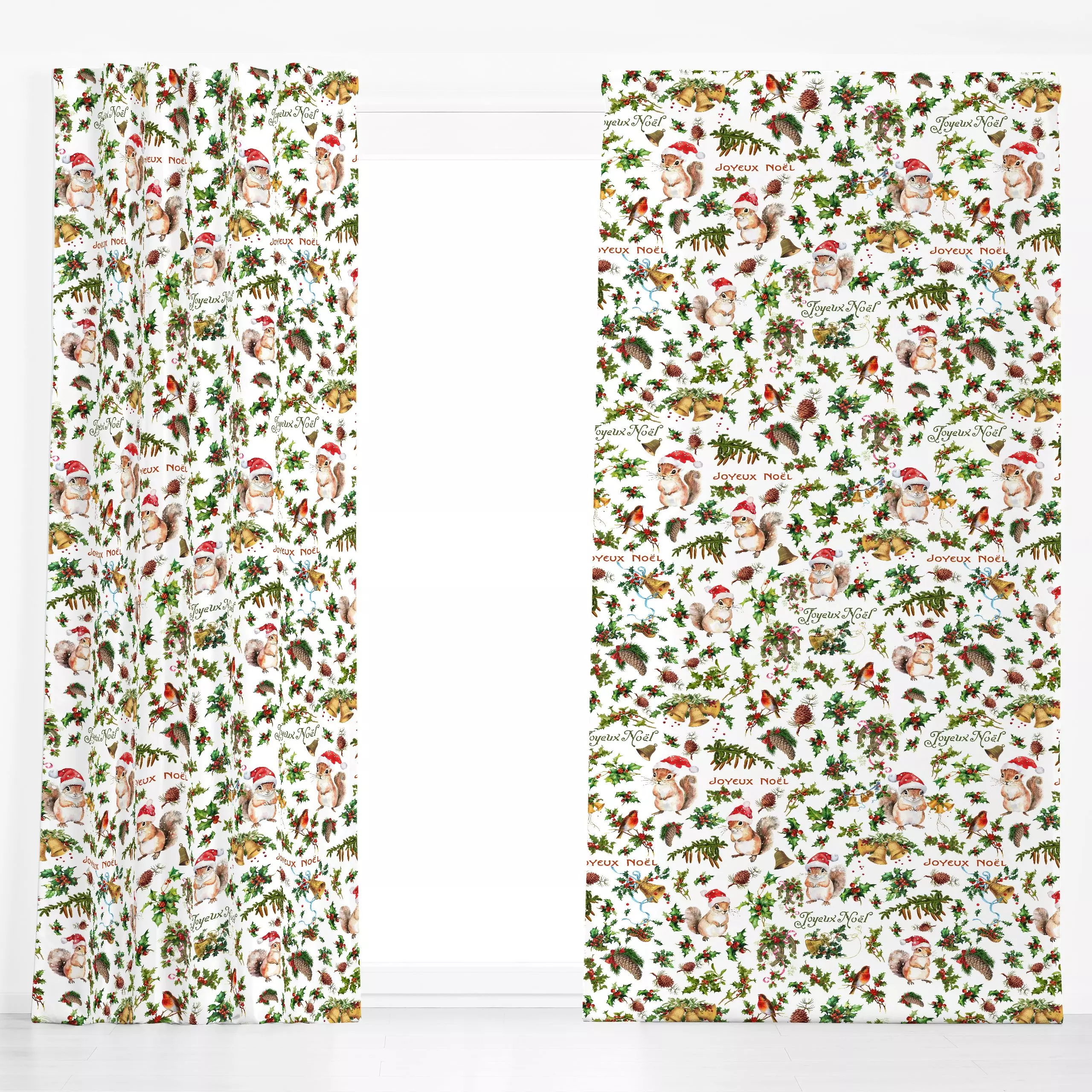 Dekovorhang Joyeux Noel Eichhörnchen - Weihnachten, Winter, Retro & Vintage - von „Uta Naumann"; Natur, Textur, Wildtiere, T...