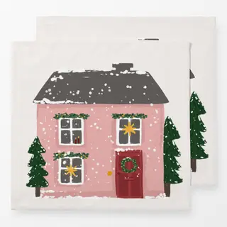 Servietten Häuschen rosa