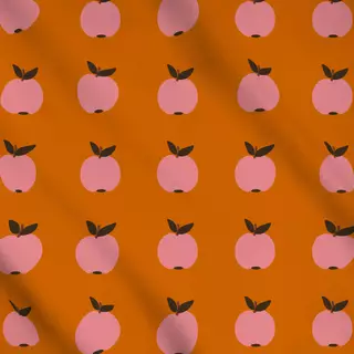 Meterware Apfel Pink Auf Orange