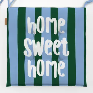 Sitzkissen Home sweet home grün-blau