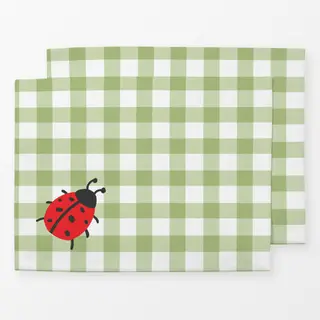 Tischset Karo Marienkäfer Grün