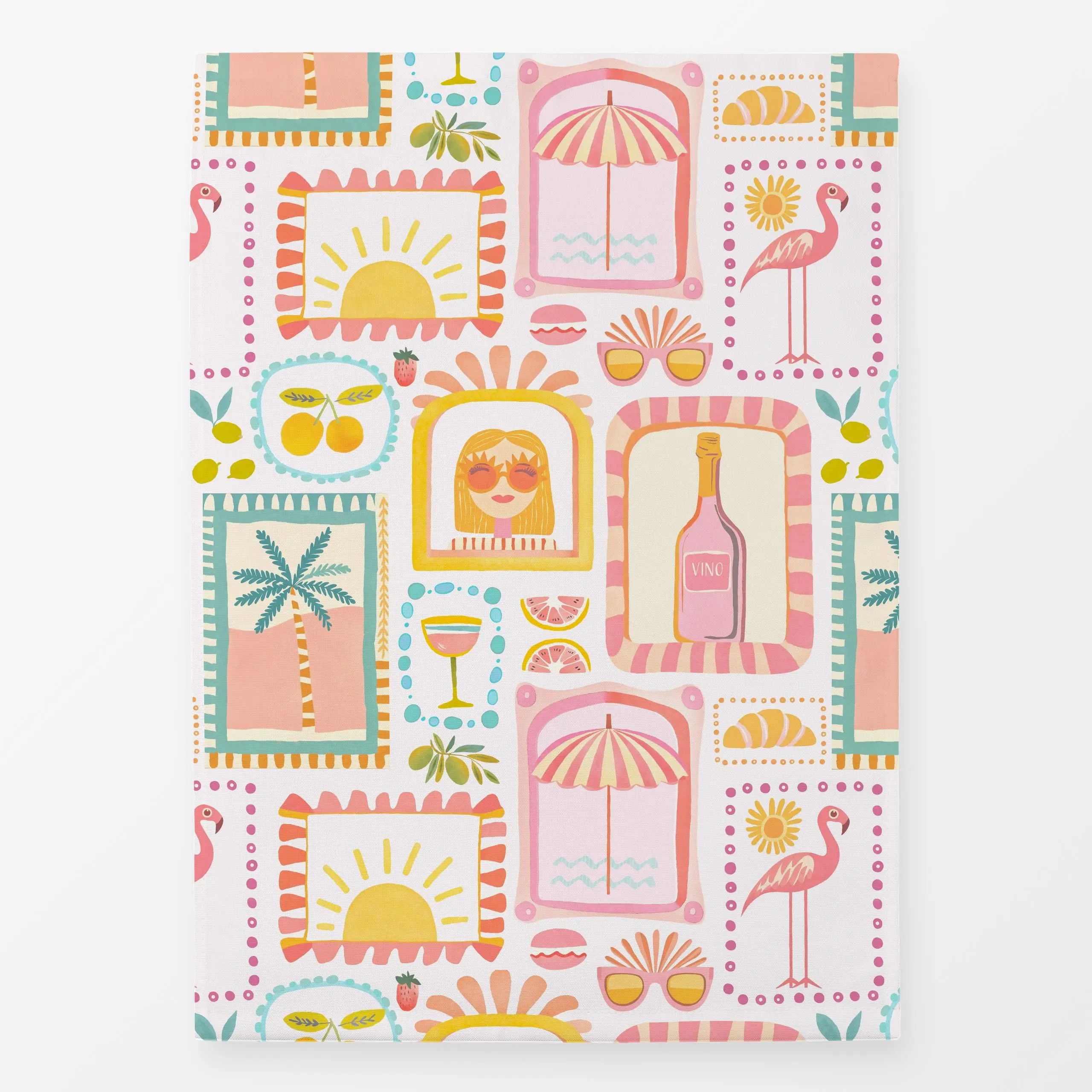 Geschirrtücher Maison du Soleil - Sommer, Symbole & Muster - von „Andrea Haase"; Urlaub, Mittelmeer, pastellfarbig, Reiselus...