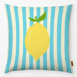 Kissen Zitrone hellblaue Streifen