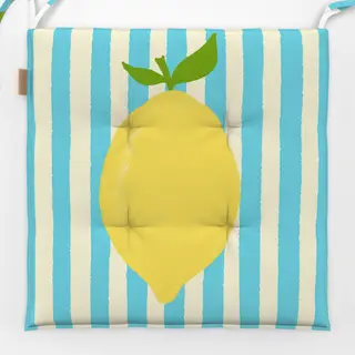 Sitzkissen Zitrone hellblaue Streifen