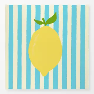 Tischdecke Zitrone hellblaue Streifen
