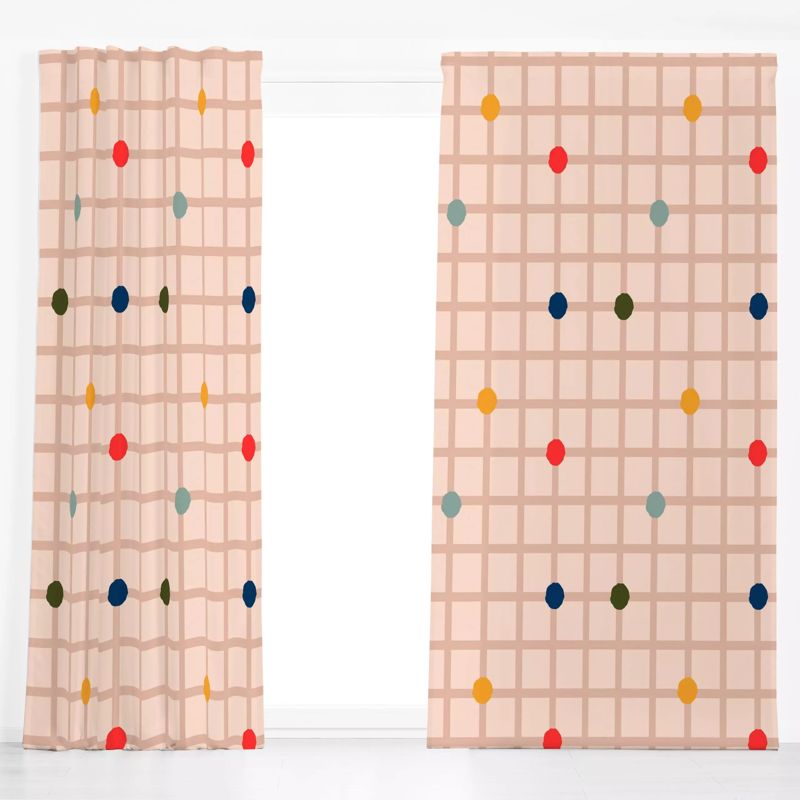 Dekovorhang Karodots - Symbole & Muster - von „duundich"; boho, hippie, Muster, minimal, linie, Linien, Punkte, Streifen, al...