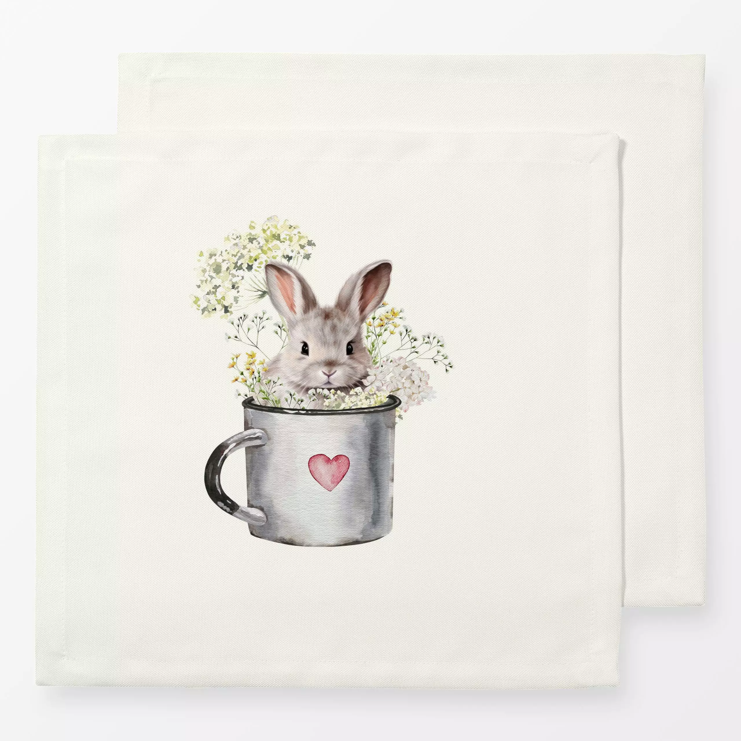 Servietten Cottage Spring Hase in Tasse - Blumen & Florales, Frühling, Tiere, Ostern - von „Monika Strigel"; Hase, niedlich,...