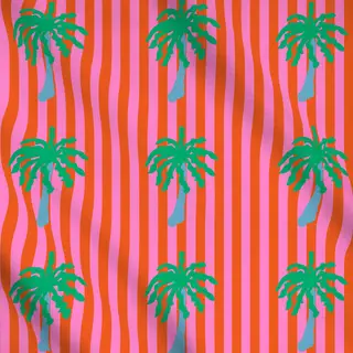 Meterware Palme Auf Streifen