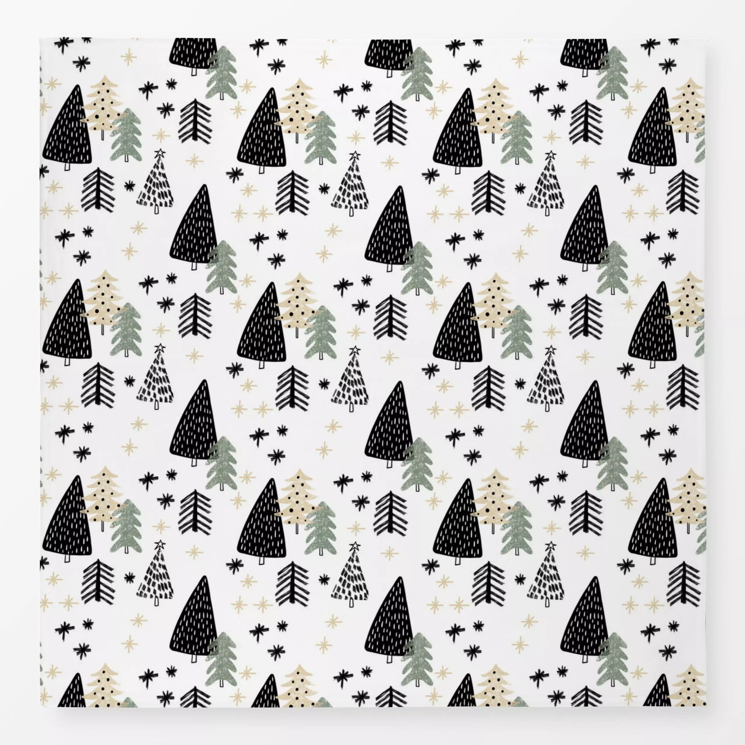 Tischdecke Tannenbäume und Sterne - Weihnachten, Symbole & Muster, Pflanzen & Botanik - von „Christiane Zielinski"; schwarz,...