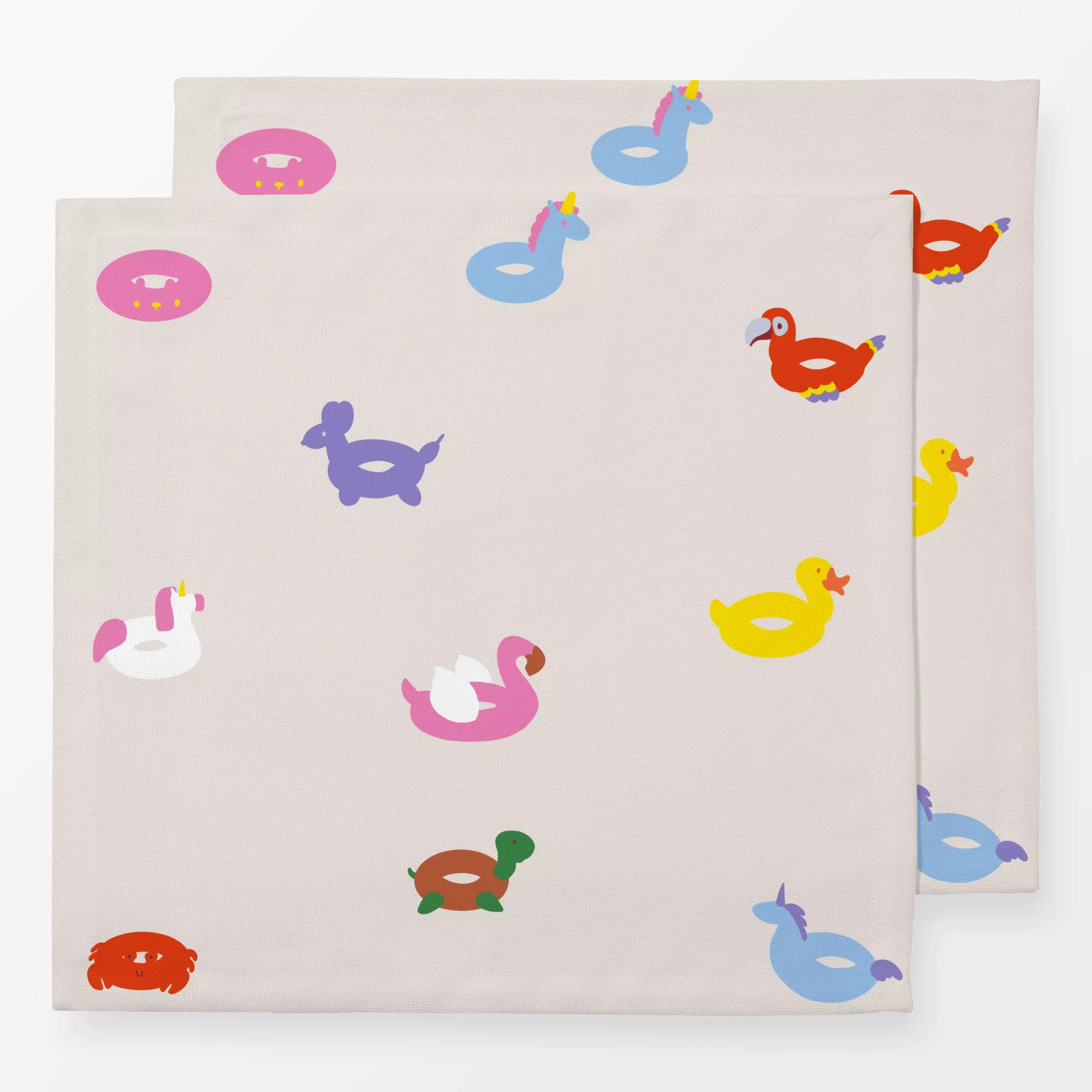 Servietten Schwimmreifen Muster - Sommer - von „textilwerk"; Illustration, skandinavisch, beige, Sommer, bunt, minimalistisc...