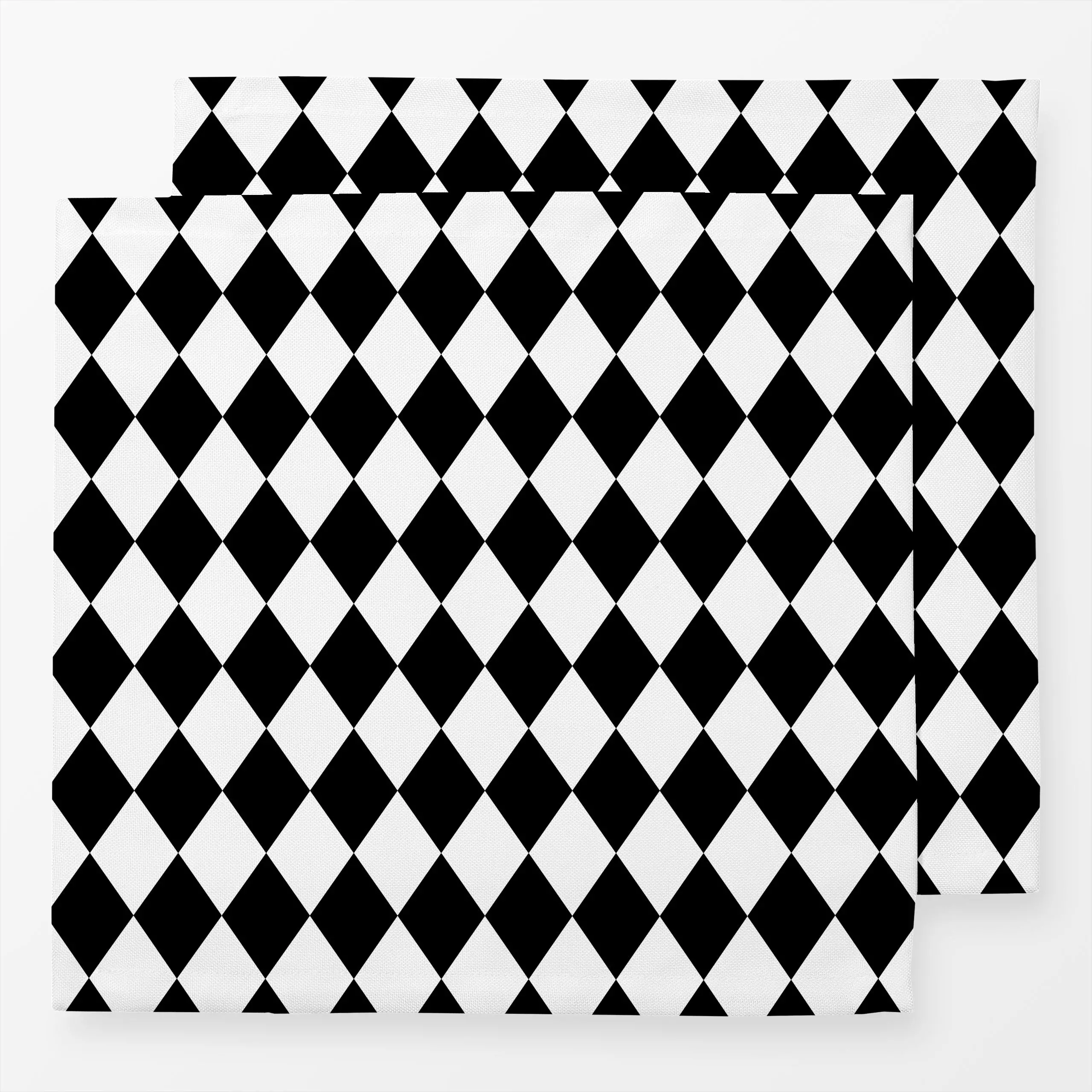Servietten Raute im Quadrat - Symbole & Muster - von „Jana Moßmann"; Muster, schwarz, abstrakt, kleingemustert, Raute, Weiss...