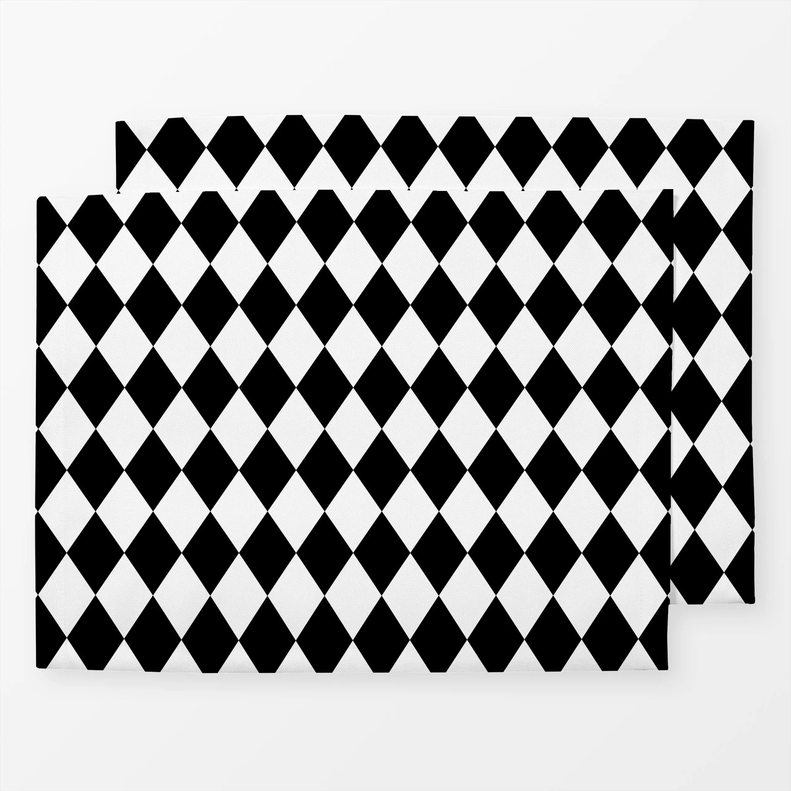 Tischset Raute im Quadrat - Symbole & Muster - von „Jana Moßmann"; Muster, schwarz, abstrakt, kleingemustert, Raute, Weiss, ...