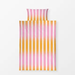 Bettwäsche Streifen Pink Orange Sommer
