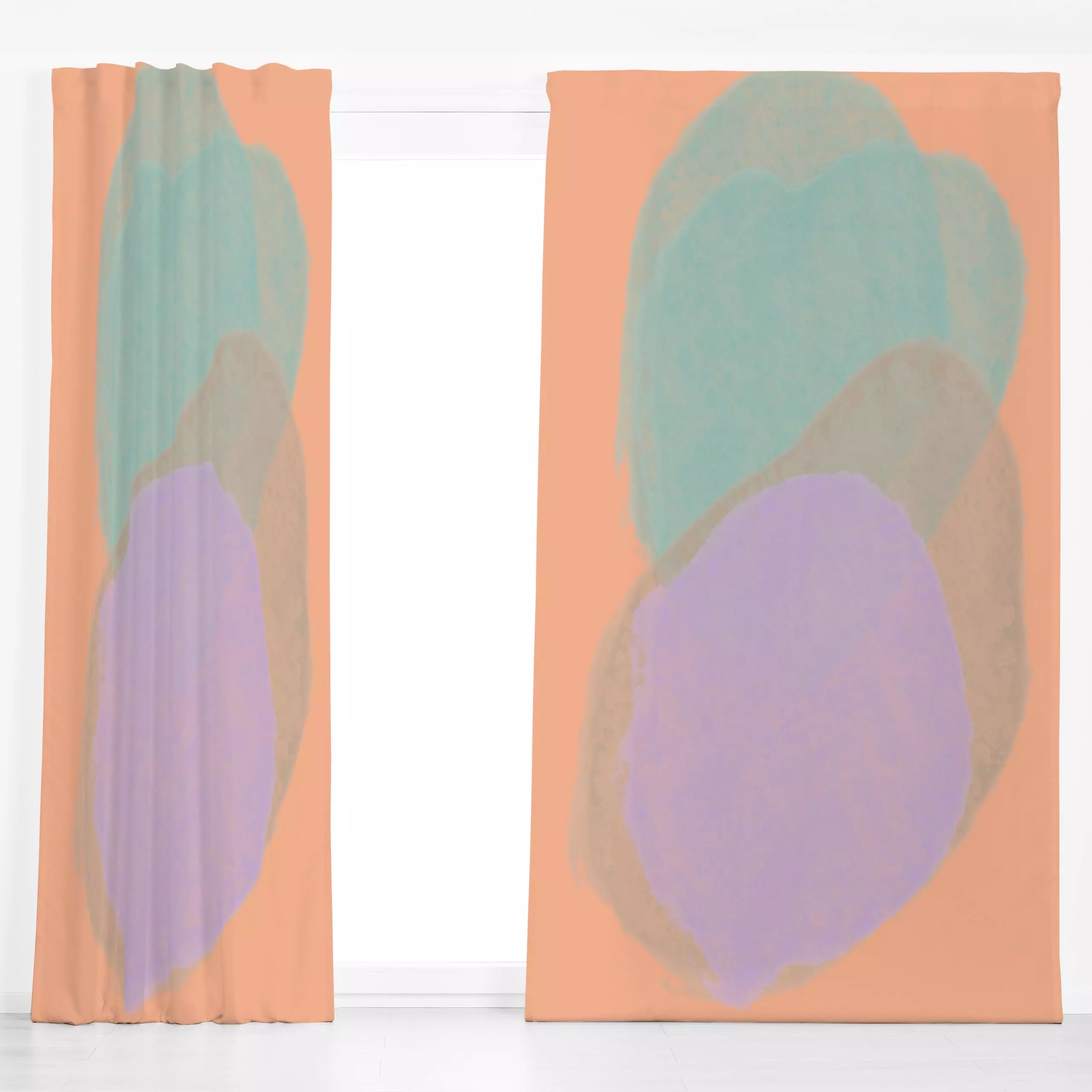 Dekovorhang Pastell Love - Symbole & Muster - von „Ute Arnold"; abstrakt, Geometrie, pastel, lila, Pastell, grun, geometric,...