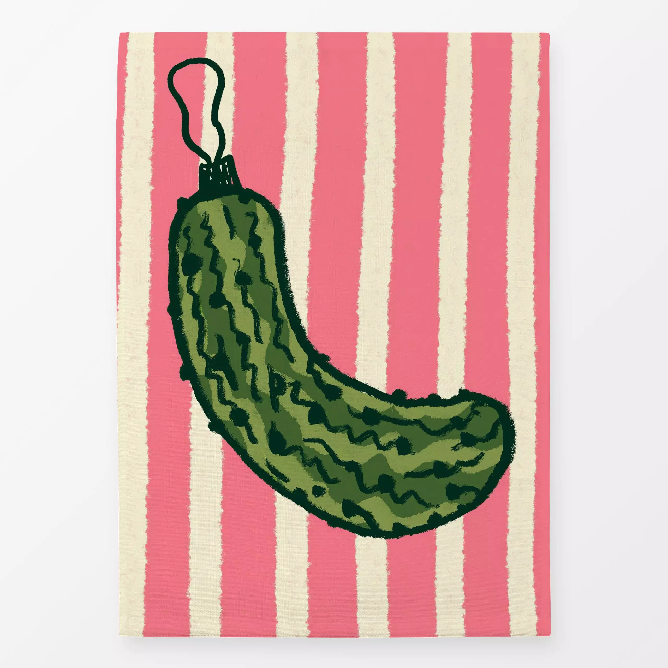 Geschirrtücher Gurke rosa weiss gesteift - Weihnachten, Symbole & Muster - von „Studio Dolci"; Streifen, rosa, Weihnachten, ...
