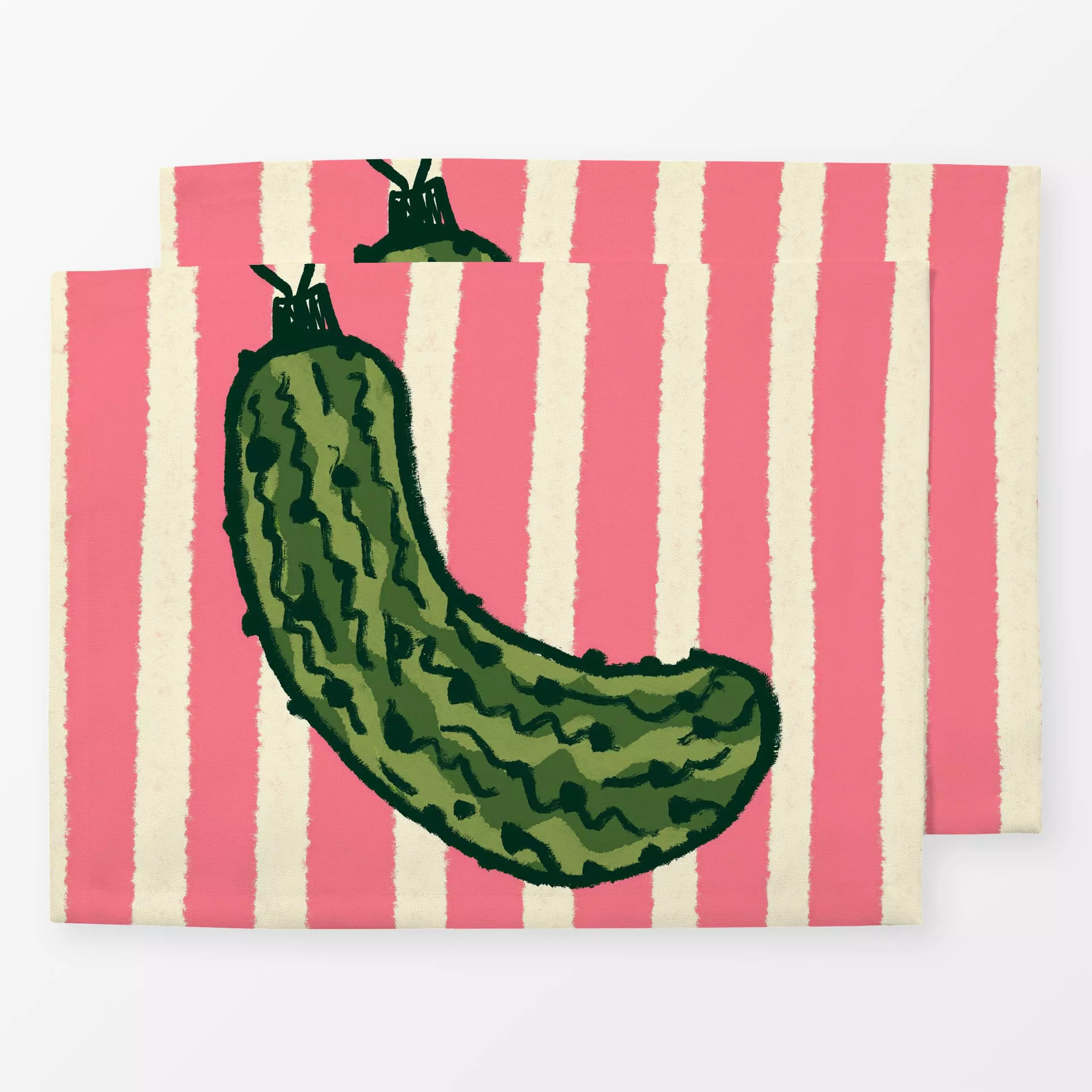 Tischset Gurke rosa weiss gesteift - Weihnachten, Symbole & Muster - von „Studio Dolci"; Streifen, rosa, Weihnachten, weihna...