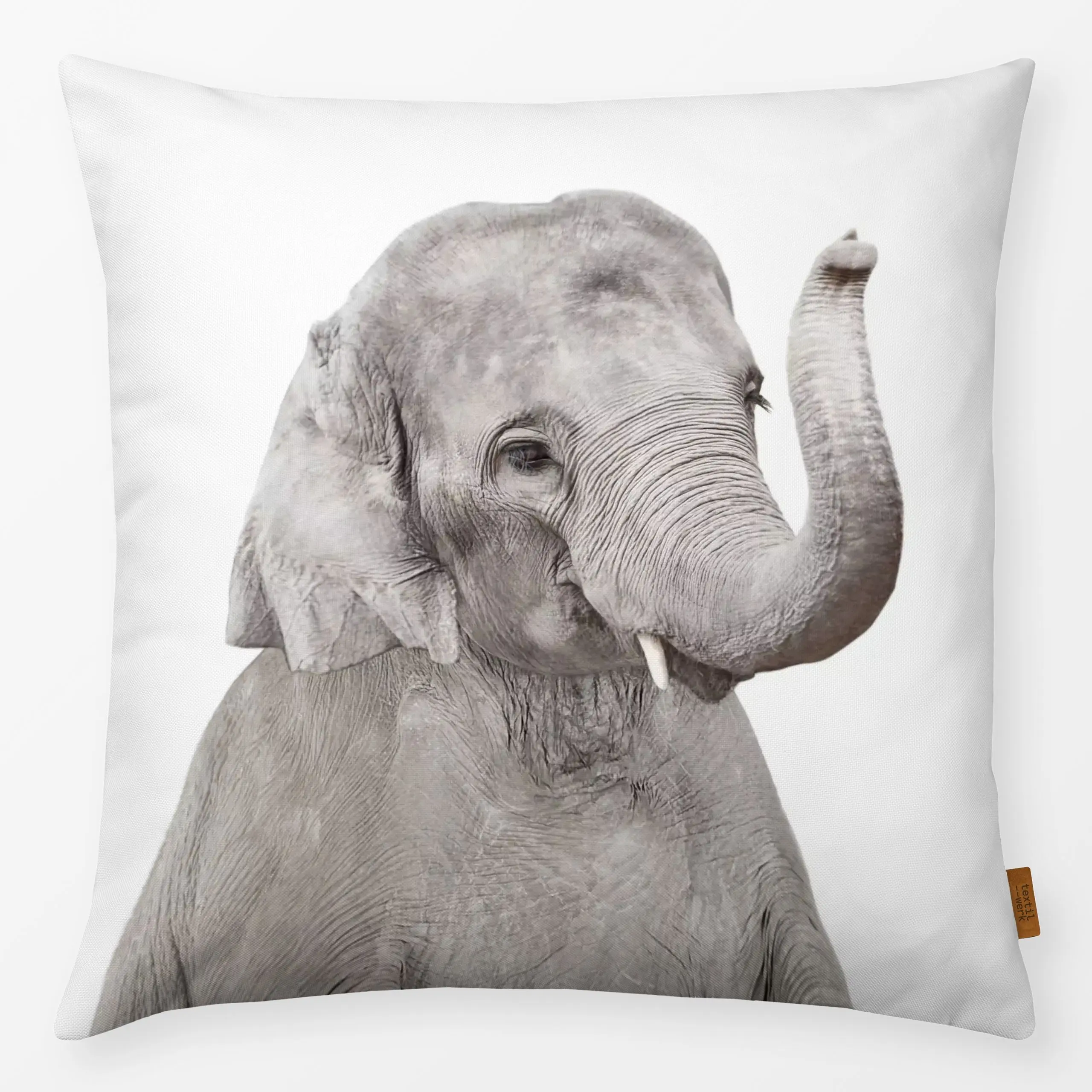 Kissen Baby Elephant - Tiere, Safari & Dschungel - von „Sisi and Seb"; grau, Dschungle, Elefant, niedlich, safari, schlicht,...