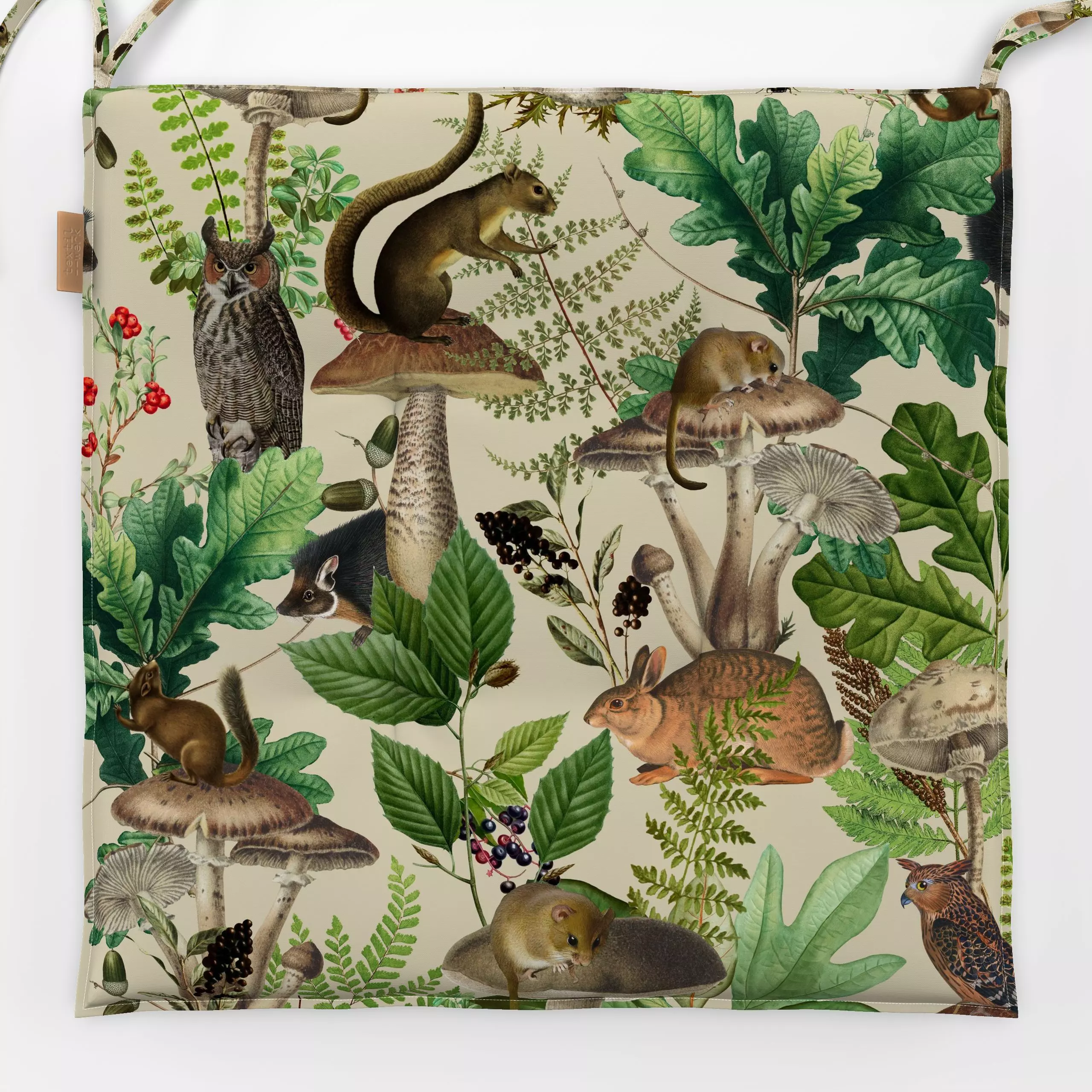 Sitzkissen Bezaubernder Herbst Wald 8 - Blumen & Florales, Retro & Vintage - von „Uta Naumann"; Muster, Natur, Farn, Wald, T...