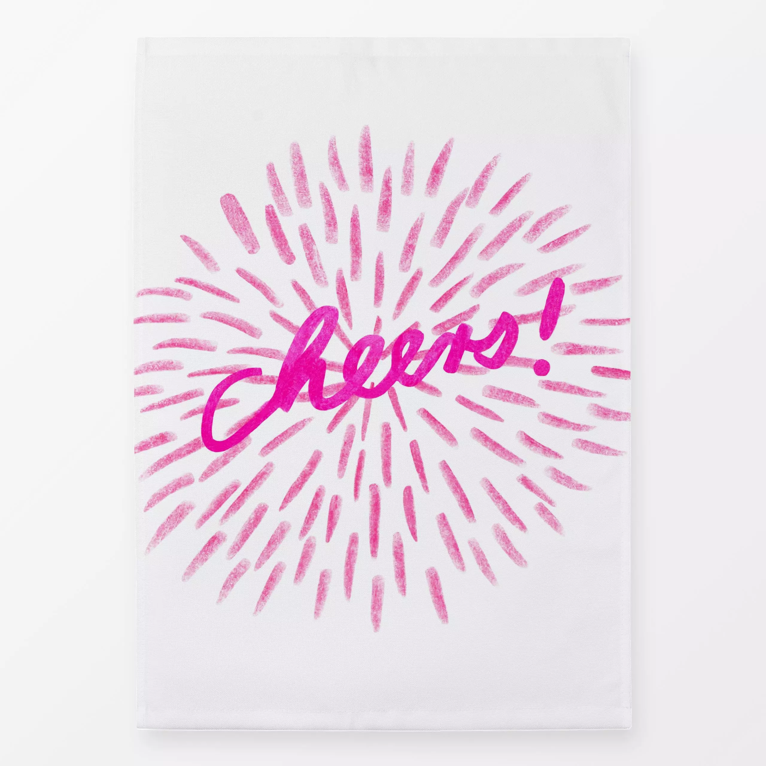 Geschirrtücher Cheers white & pink - Sprüche & Schriftzüge, Anlässe - von „Iris Knabenschuh Textildesign"; Zeichnung, typogr...
