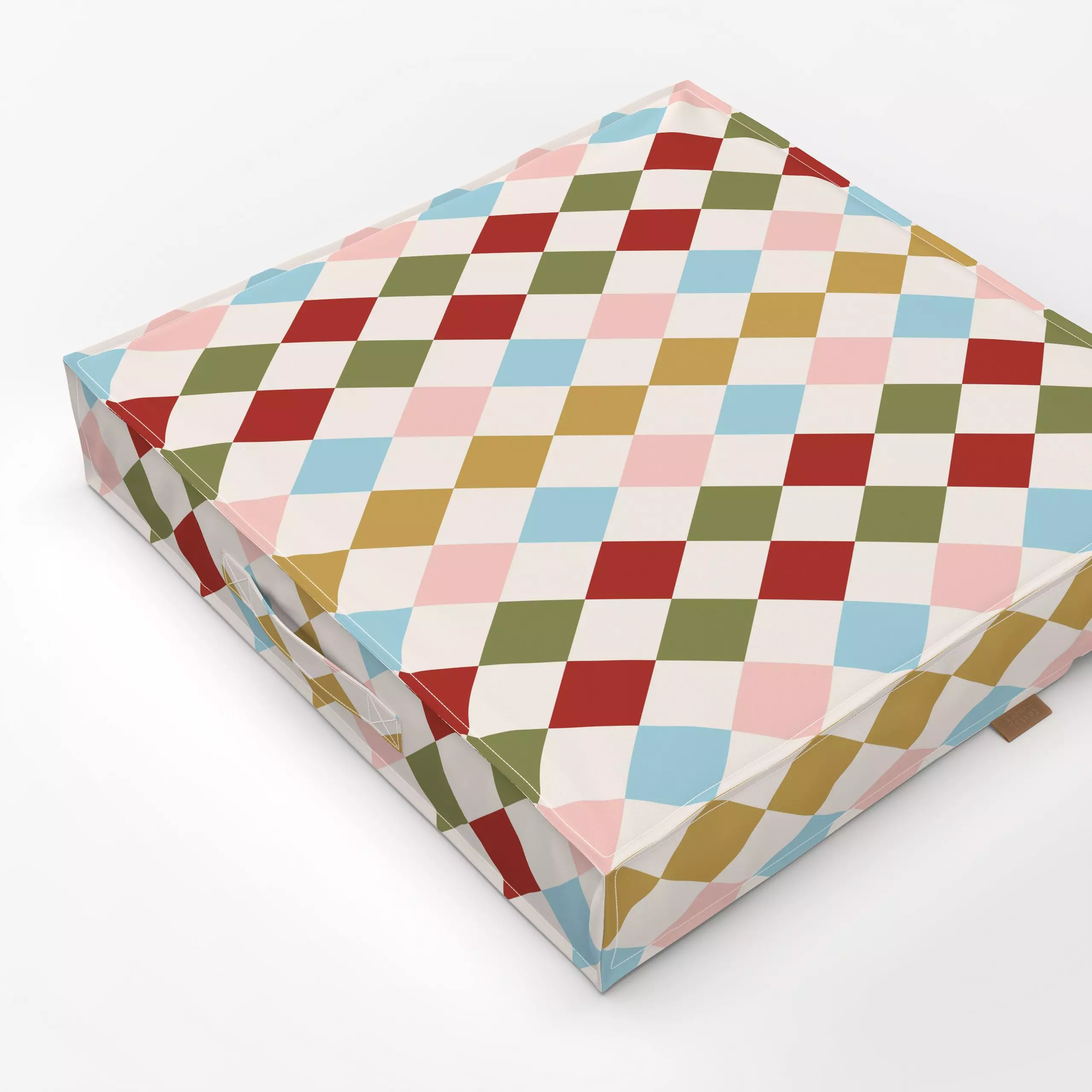 Bodenkissen Diamond Pattern Colorful - Weihnachten, Symbole & Muster - von „Jana Moßmann"; rosa, Raute, weihnachtlich, Weihn...