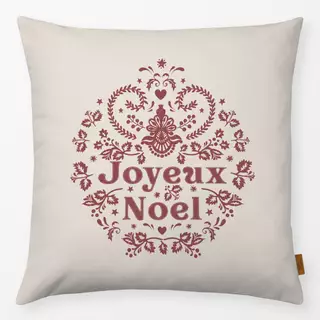Kissen Folk Weihnachtskranz Beige