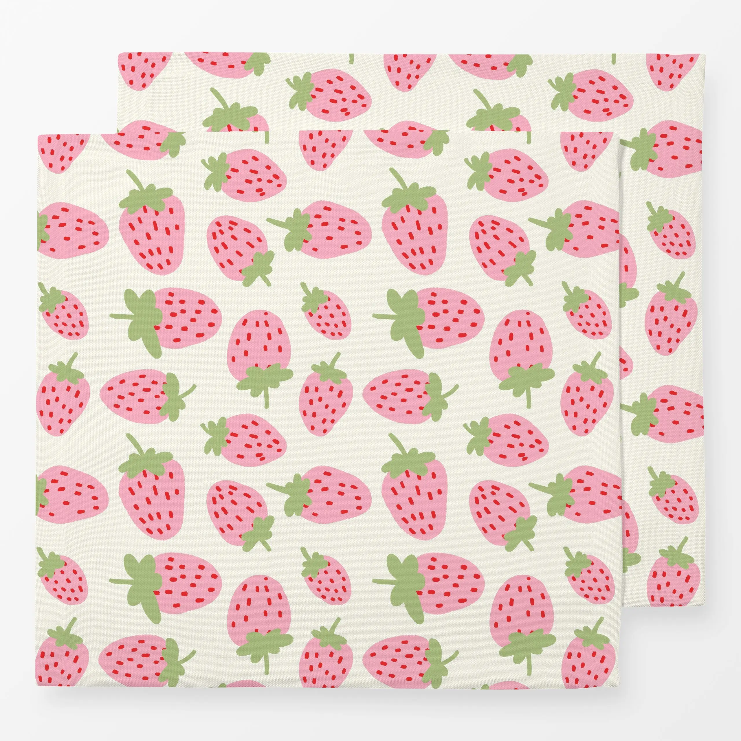 Servietten Erdbeeren rosa - Sommer, Früchte - von „Janna Schipper"; Erdbeeren, Sommer, pastel, cute, sweet, fruits, picnic, ...