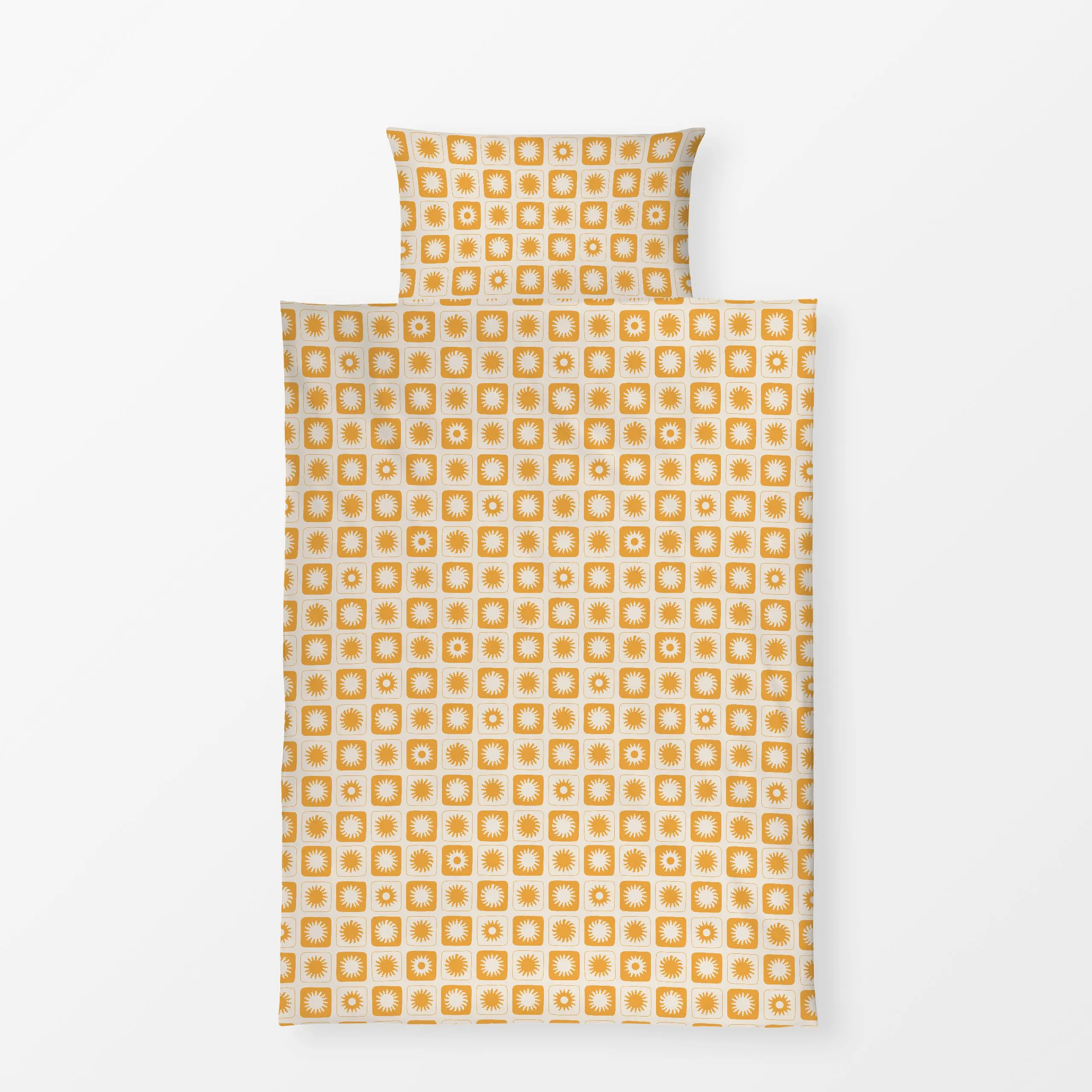 Bettwäsche Abstract Sun Pattern yellow - Natur & Landschaft, Sommer, Symbole & Muster - von „Karen Menzenbach"; boho, Sonne,...