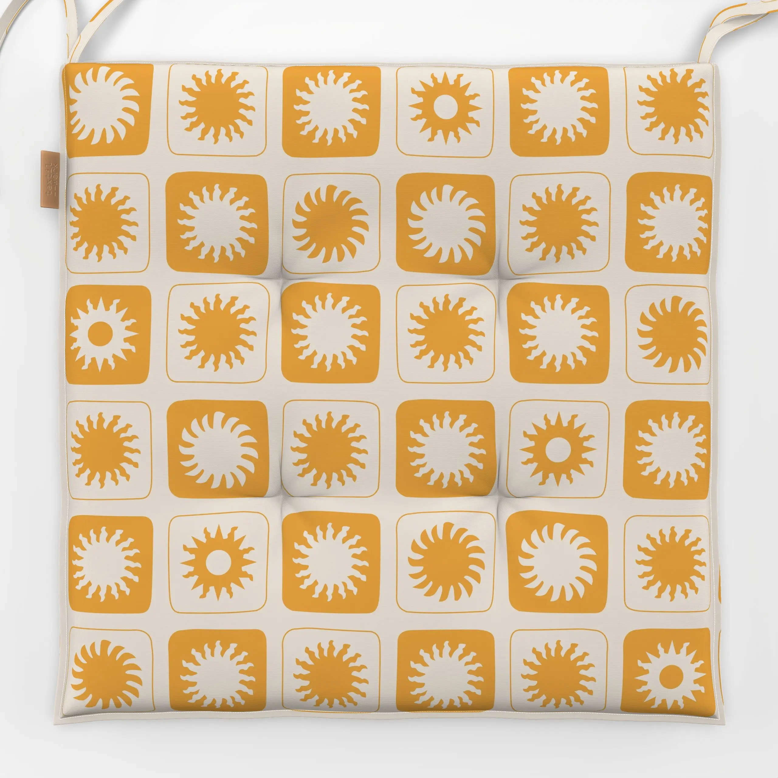 Sitzkissen Abstract Sun Pattern yellow - Natur & Landschaft, Sommer, Symbole & Muster - von „Karen Menzenbach"; boho, Sonne,...