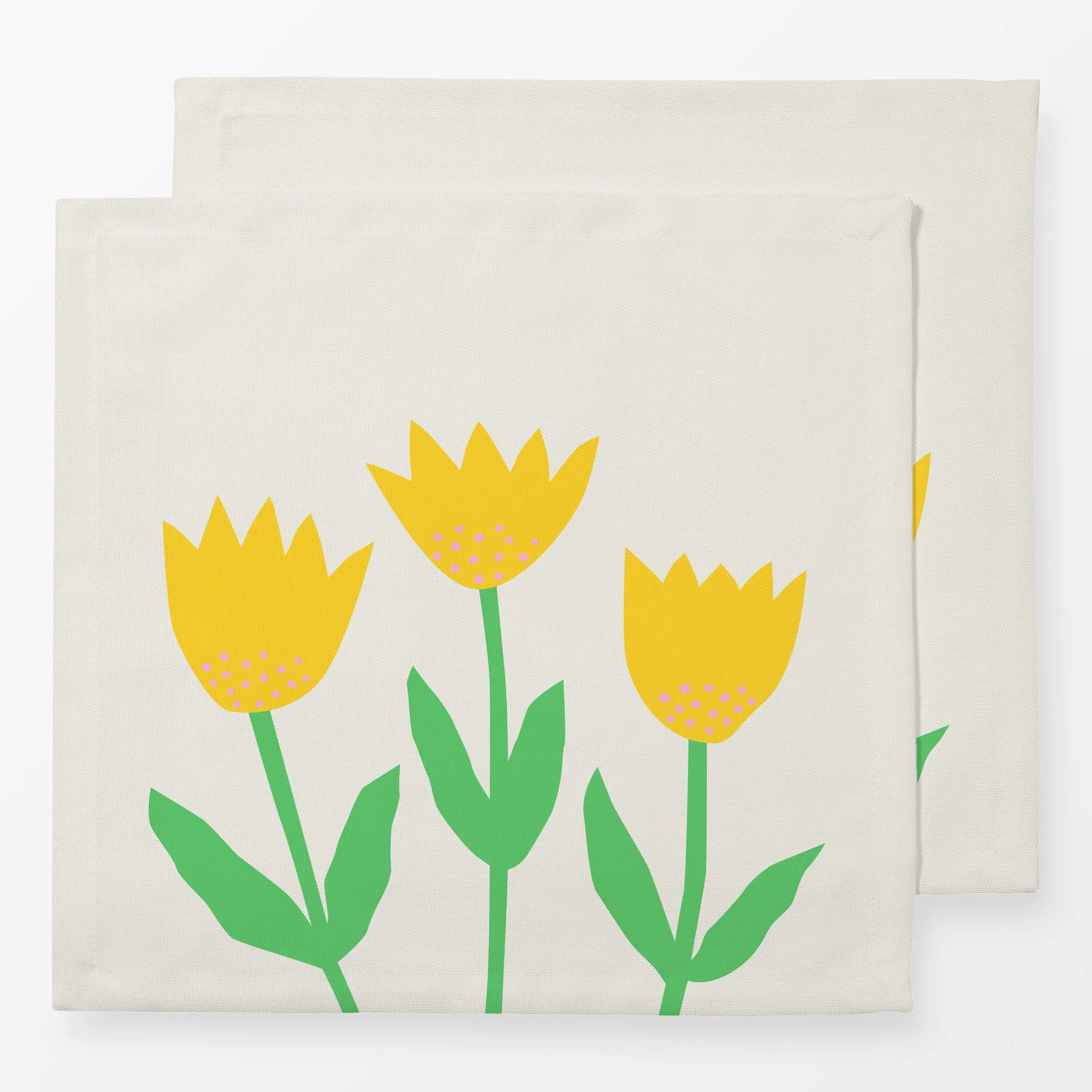 Servietten Frühlingsblumen gelb - Frühling, Ostern - von „Kerstin Ax"; Blumen, bunt, gelb, Fruehling, farbenfroh, gruen, Gar...