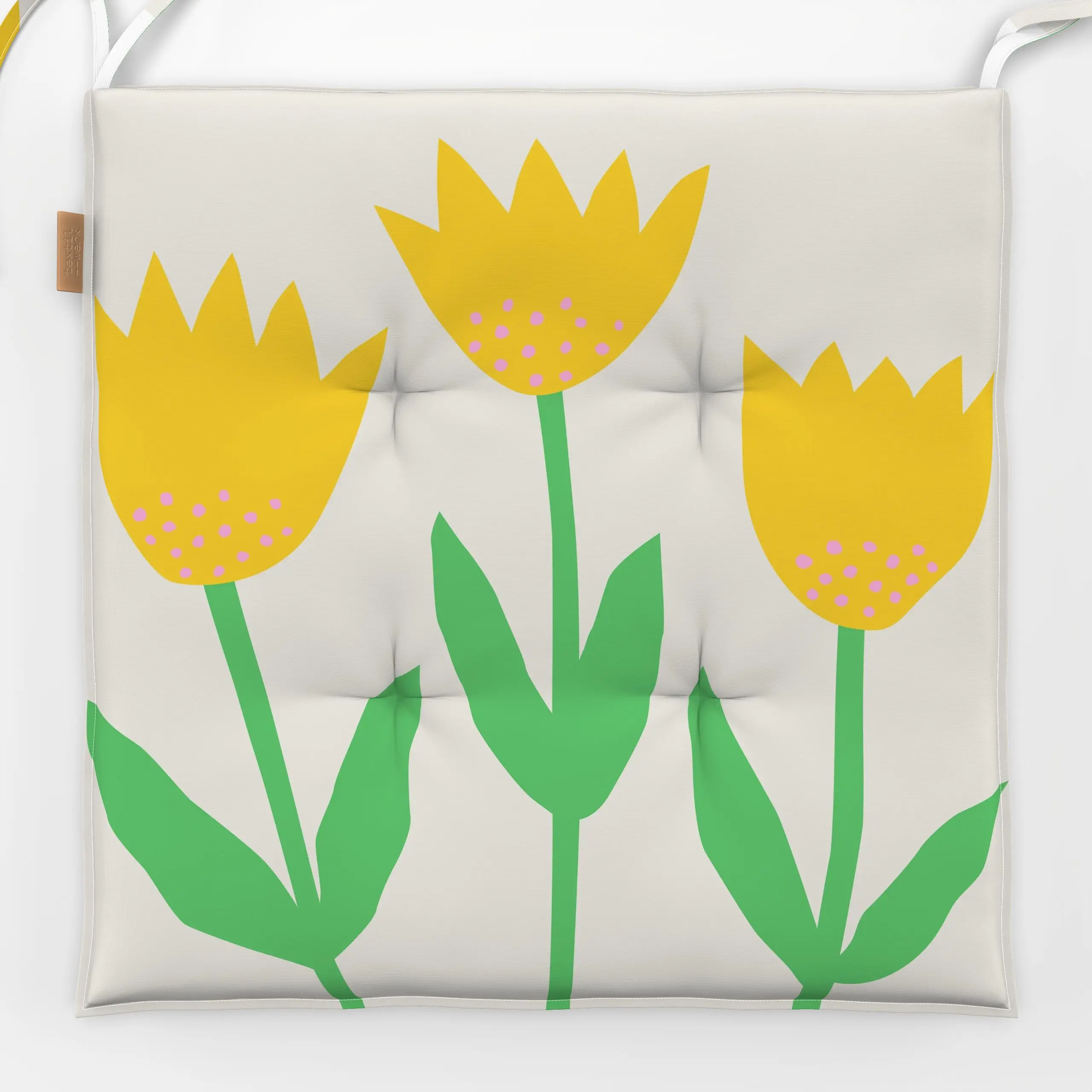 Sitzkissen Frühlingsblumen gelb - Frühling, Ostern - von „Kerstin Ax"; Blumen, bunt, gelb, Fruehling, farbenfroh, gruen, Gar...