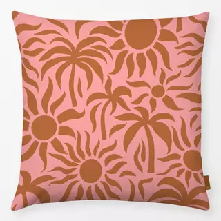 Kissen Sonne und Palmen Braun Peach