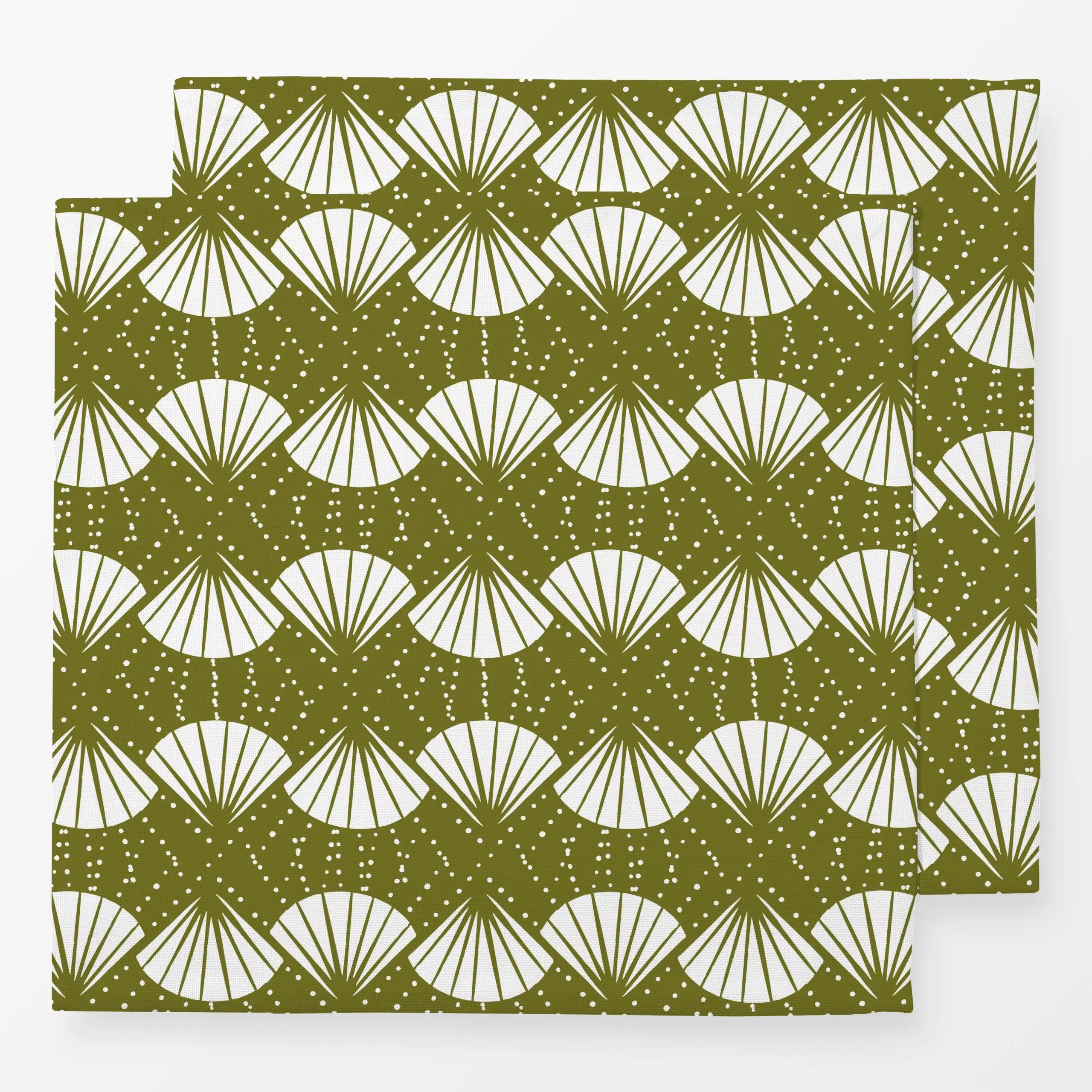 Servietten Abstract Shell allover grün - Sommer, Tiere - von „moDeern Design Studio"; boho, Jungle, Sommer, dschungel, Musch...