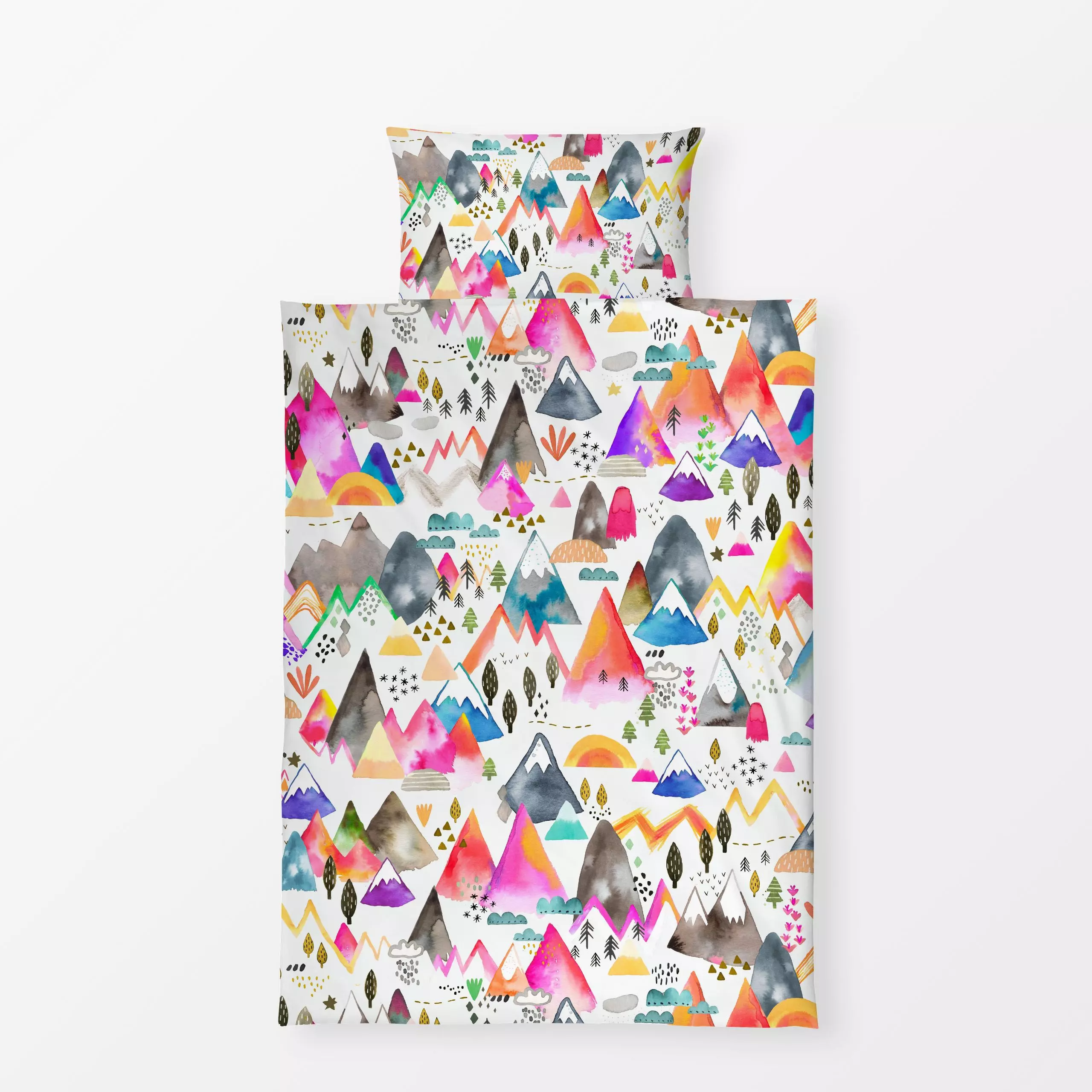 Bettwäsche Magisch Bunt Berge Kinder - Kinderzimmer & Motive für Kinder, Natur & Landschaft - von „Ninola Design "; Kinder, ...