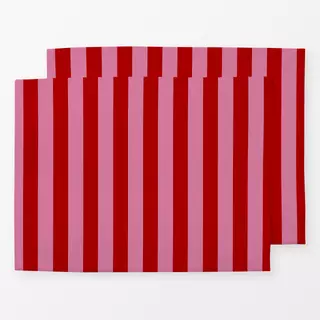 Tischset Pink Dunkelrot Streifen
