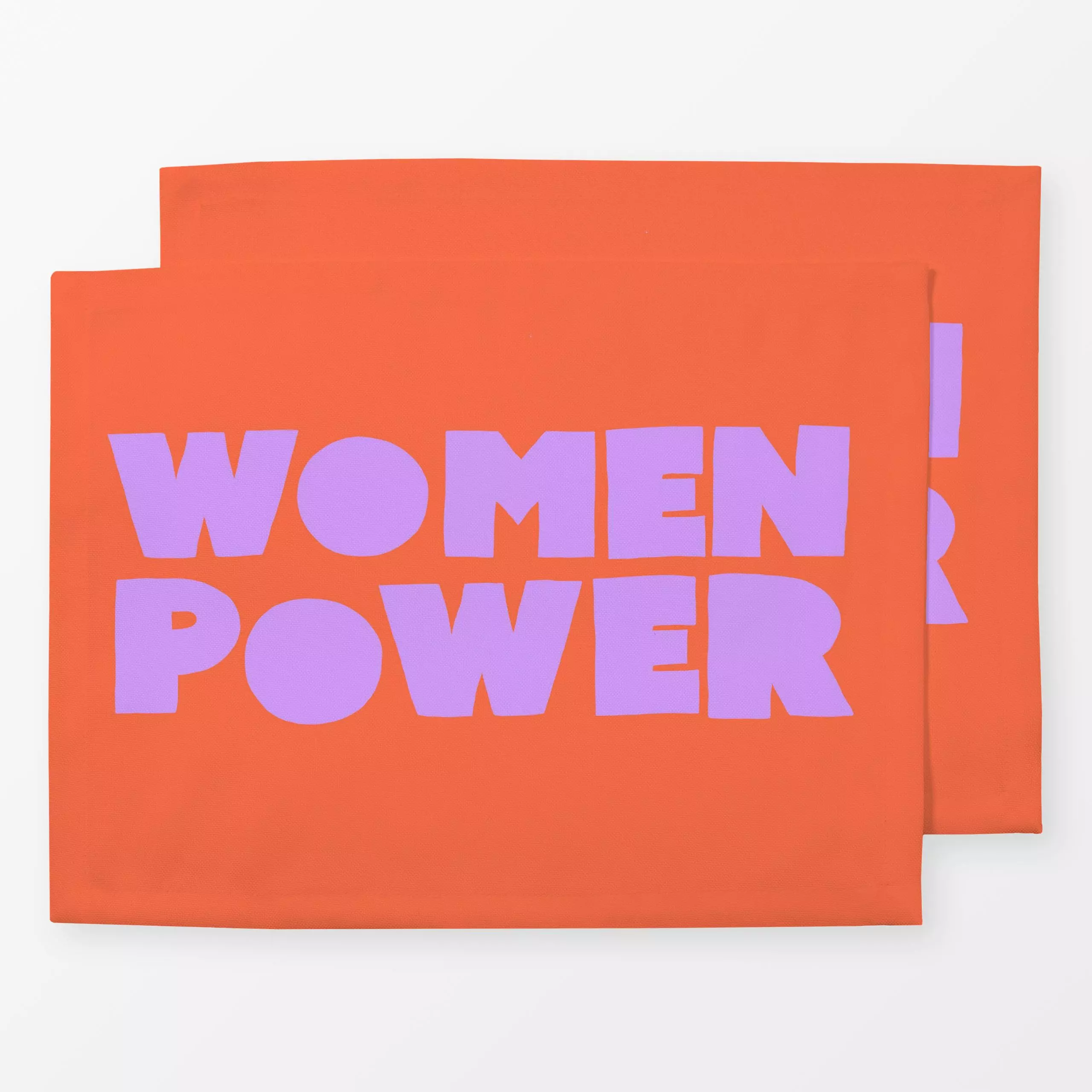 Tischset Womenpower orange - Frühling, Liebe, Romantik & Pride, Sprüche & Schriftzüge - von „Resi Colter x Ursula Tücks"; Ki...