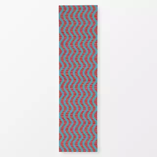 Tischläufer Wellen und Linien türkis rot