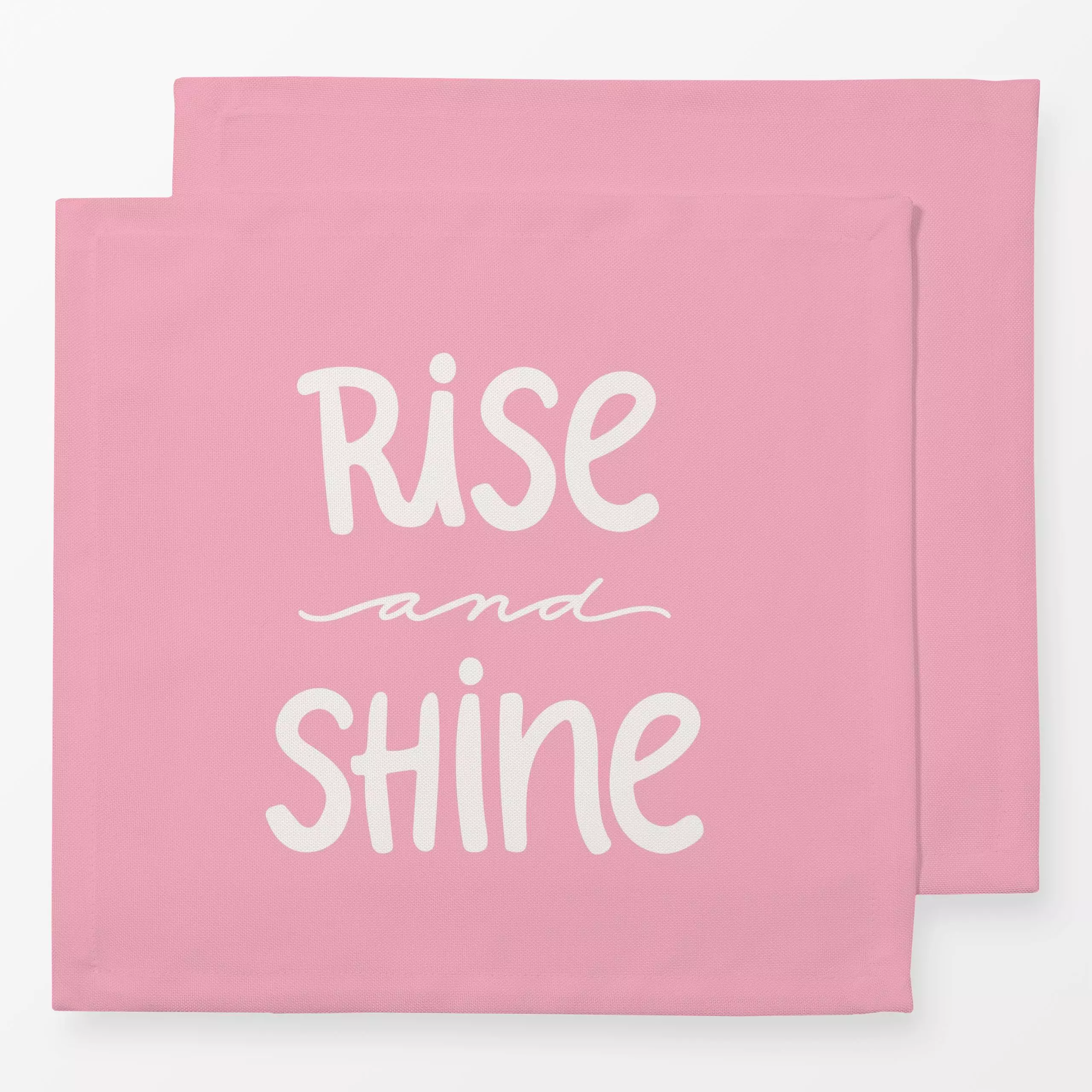 Servietten Rise And Shine rosa - Frühling, Sommer, Sprüche & Schriftzüge - von „Kathrin Woo"; minimal, rosa, modern, Spruchk...