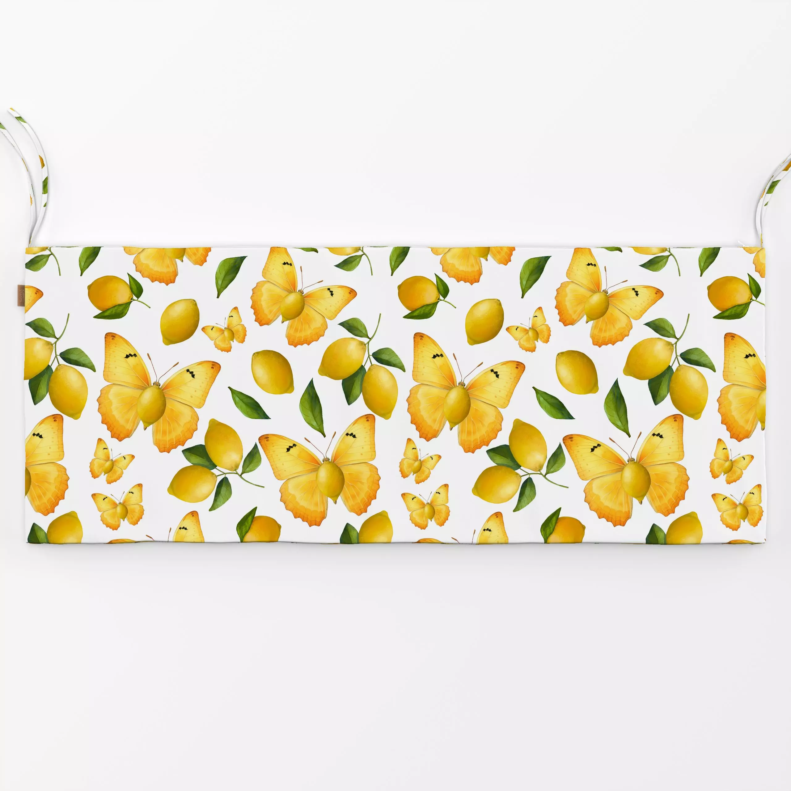 Bankauflage Zitronenfalter bei der Arbeit - von „Uta Naumann"; Garten, Schmetterling, Botanisch, floral, Lustig, mediterran,...