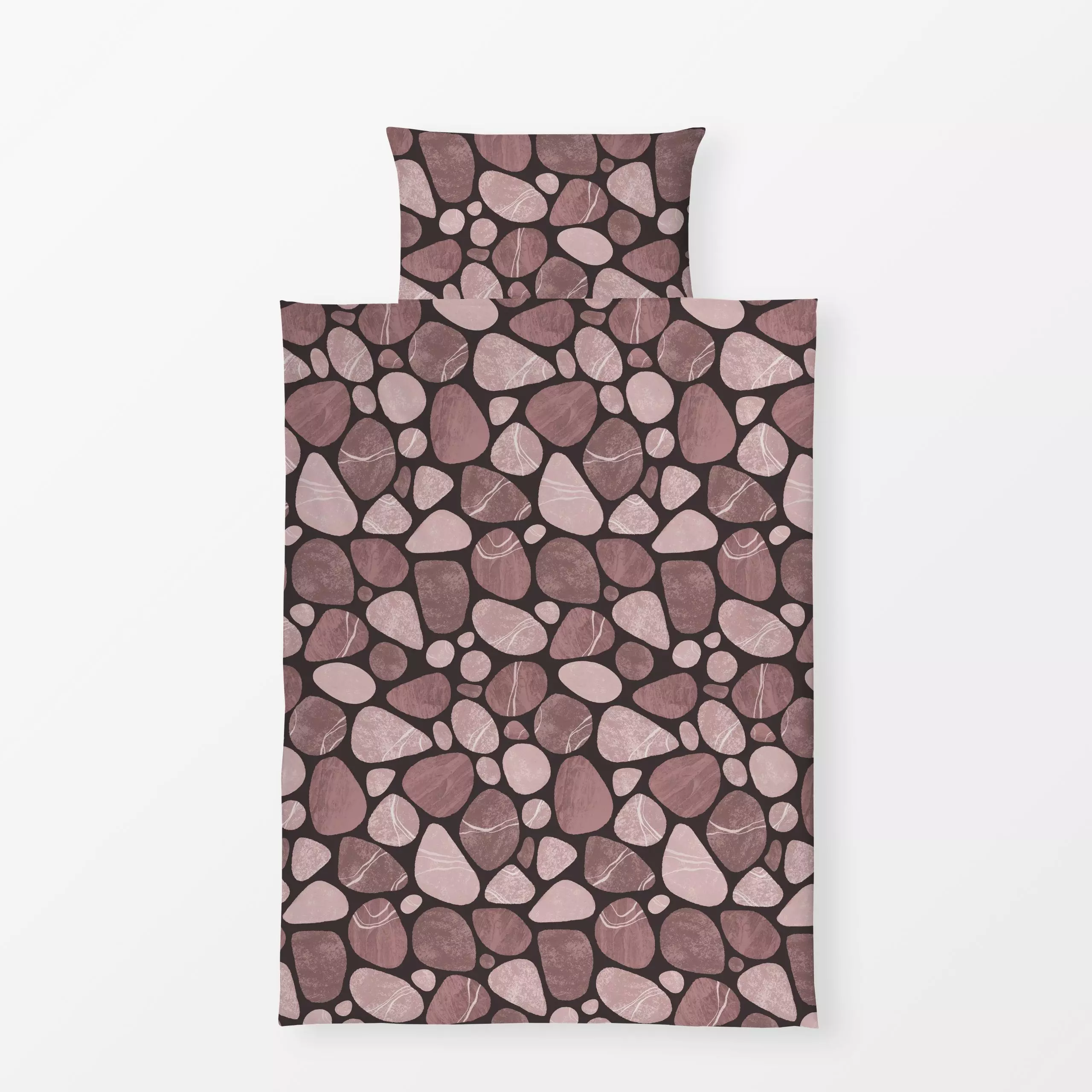 Bettwäsche Red Pebble - Natur & Landschaft - von „Andrea Haase"; Aquarell, Linien, altrosa, Steine, organisch, Mineralien, K...