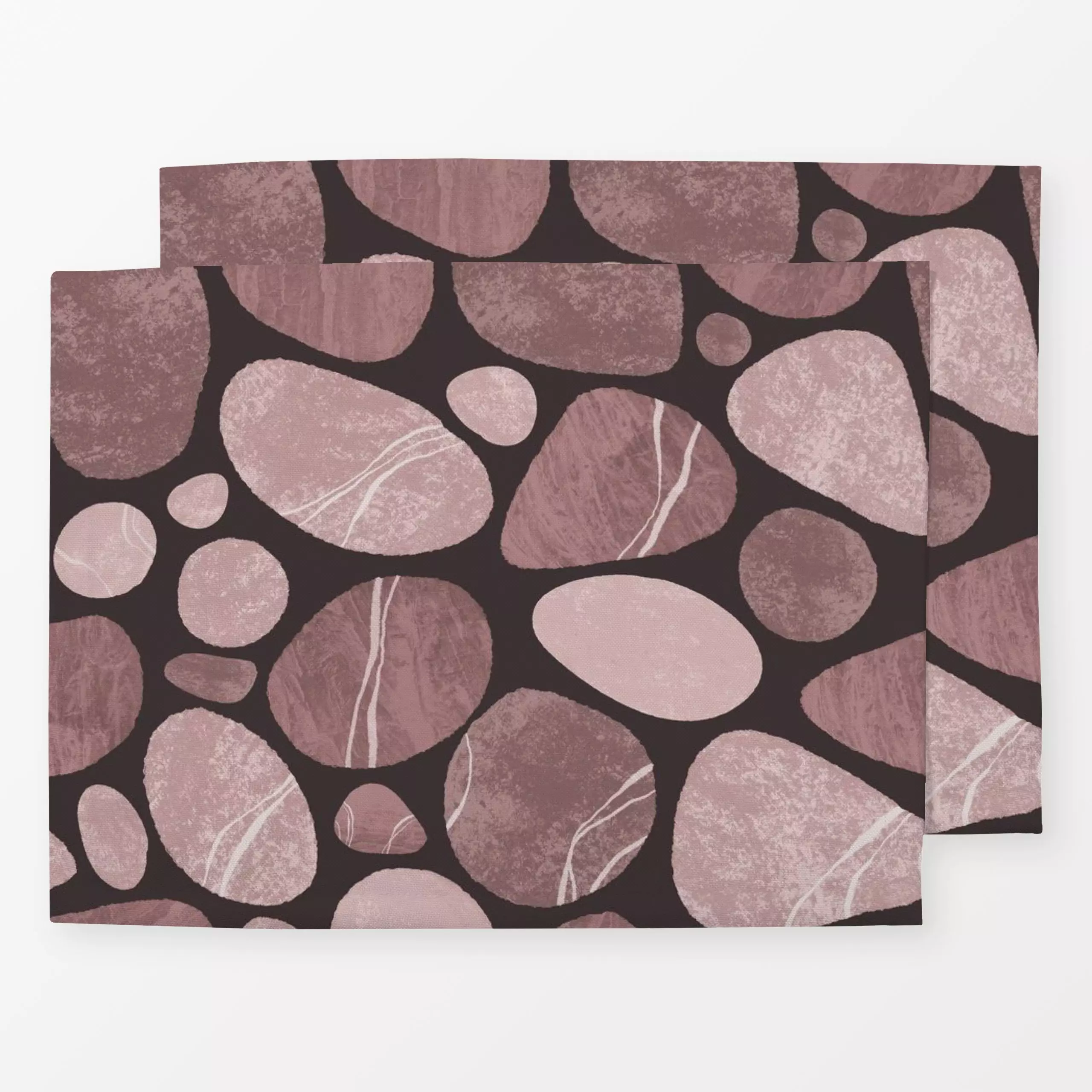 Tischset Red Pebble - Natur & Landschaft - von „Andrea Haase"; Aquarell, Linien, altrosa, Steine, organisch, Mineralien, Kie...