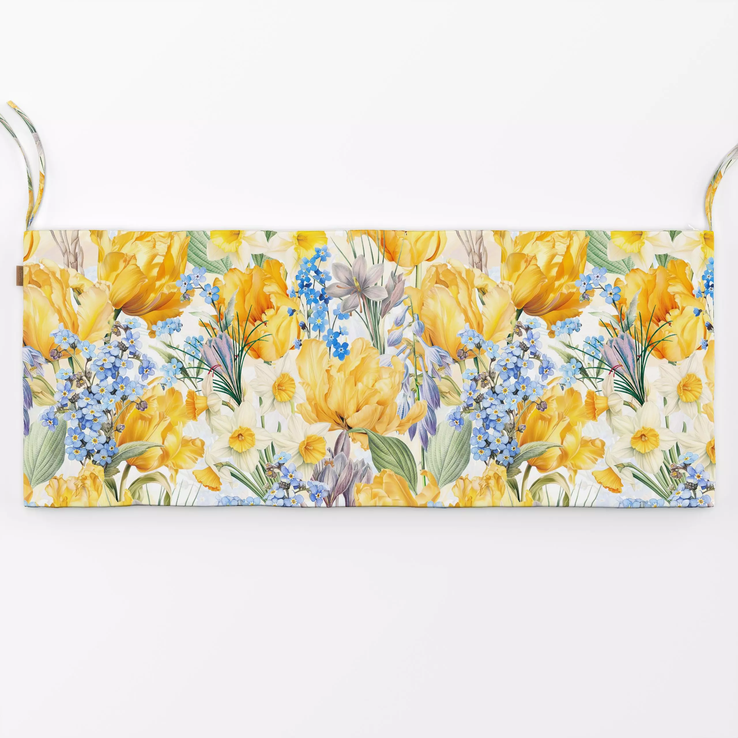 Bankauflage Gelbe Tulpen Wiese - Blumen & Florales, Retro & Vintage - von „Uta Naumann"; Muster, Natur, Blumen, Botanisch, f...