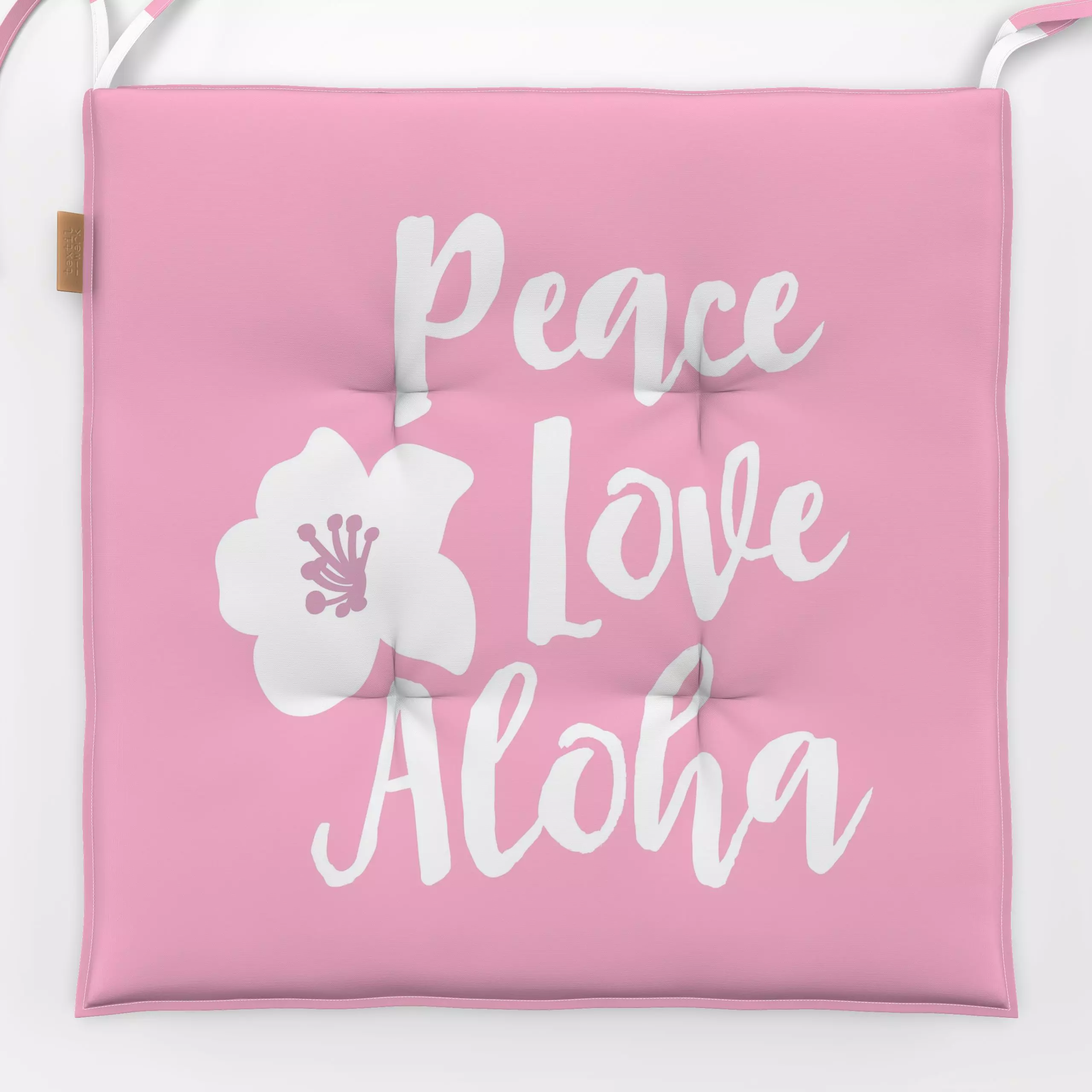 Sitzkissen Pink Summer Peace Love III - Sommer, Sprüche & Schriftzüge - von „Andrea Haase"; rosa, Blumen, Kreise, Urlaub, Li...