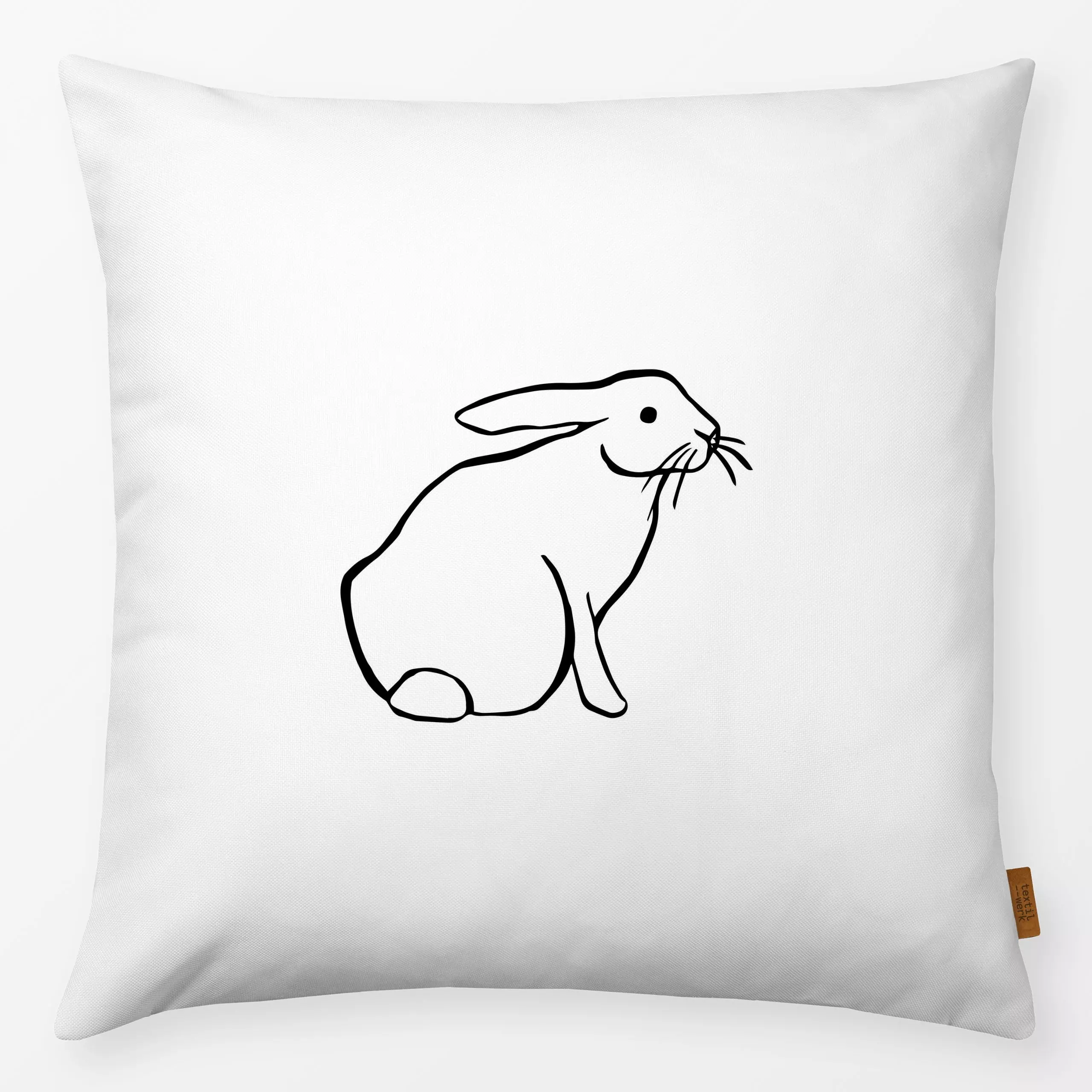 Kissen Bunny Klopfer - Frühling, Tiere - von „moDeern Design Studio"; Hase, niedlich, Ostern, Osterhase, feldhase, Schwarzwe...