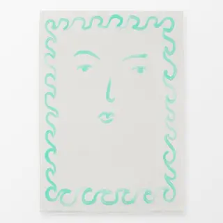 Geschirrtücher Gesicht Wellenrand Türkis